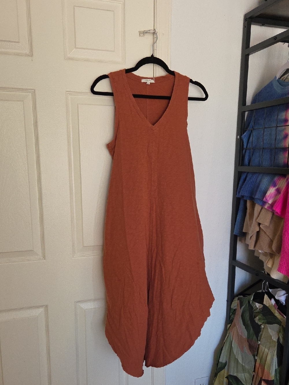 Z Supply Rust V-Neck Sleeveless Midi Dress Small